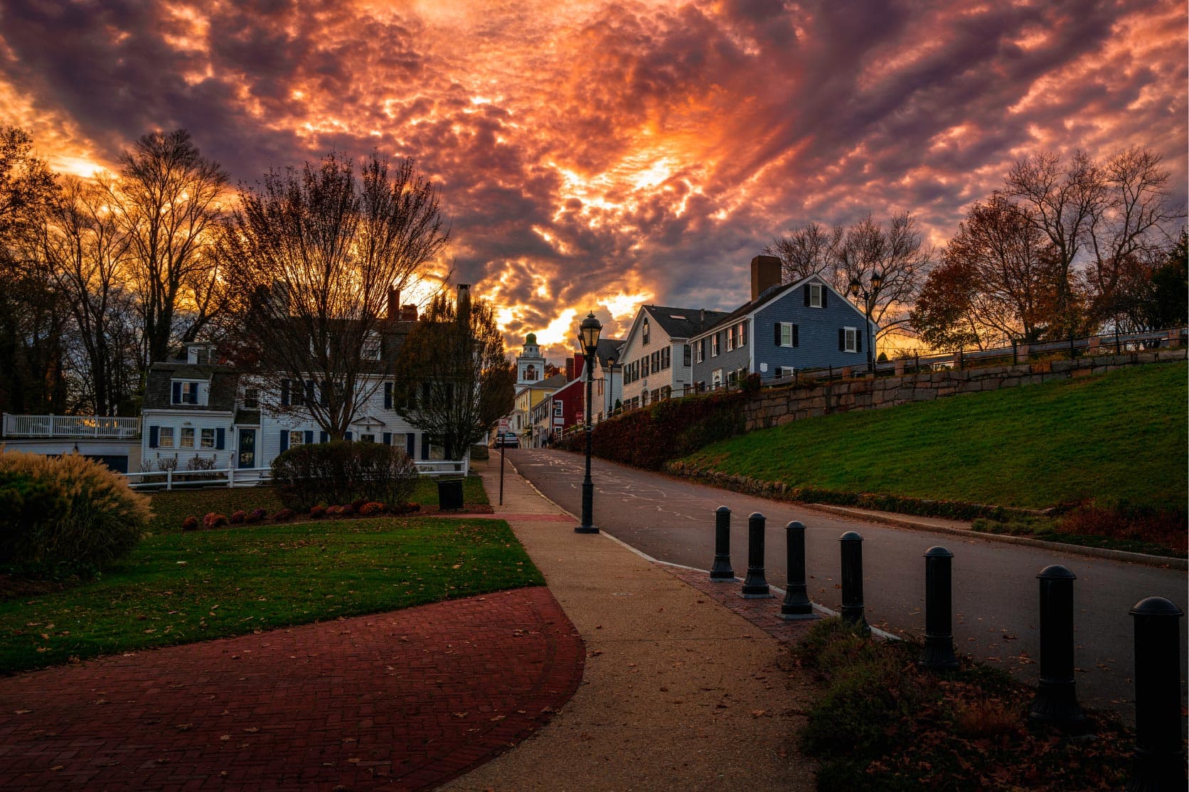 Historic Plymouth street at sunset - Meadowbrook Counseling